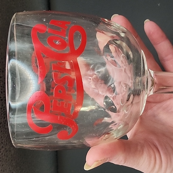Vintage Pepsi Cola Thumbprint Pedistal Glass 6.25" - Picture 8 of 8